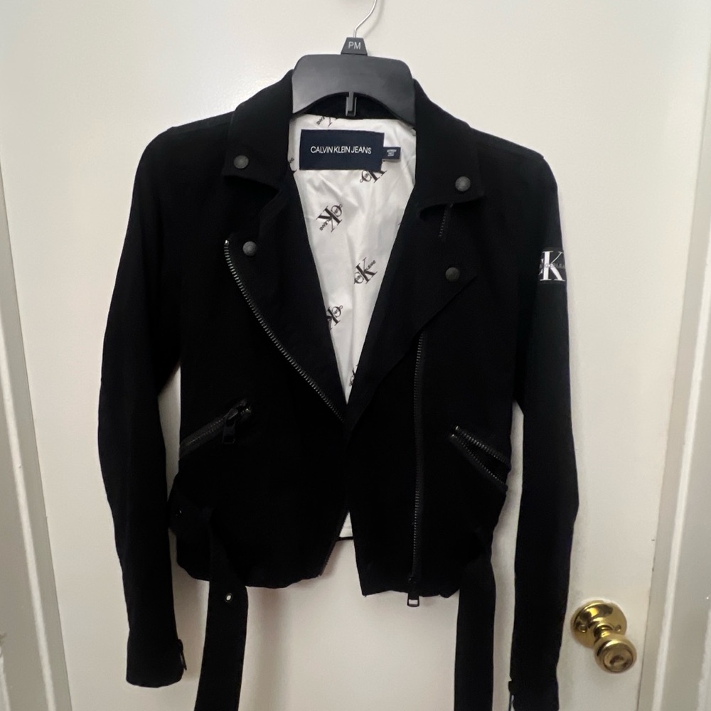 Calvin Klein Jeans Black Asymmetrical Zip Moto Jacket